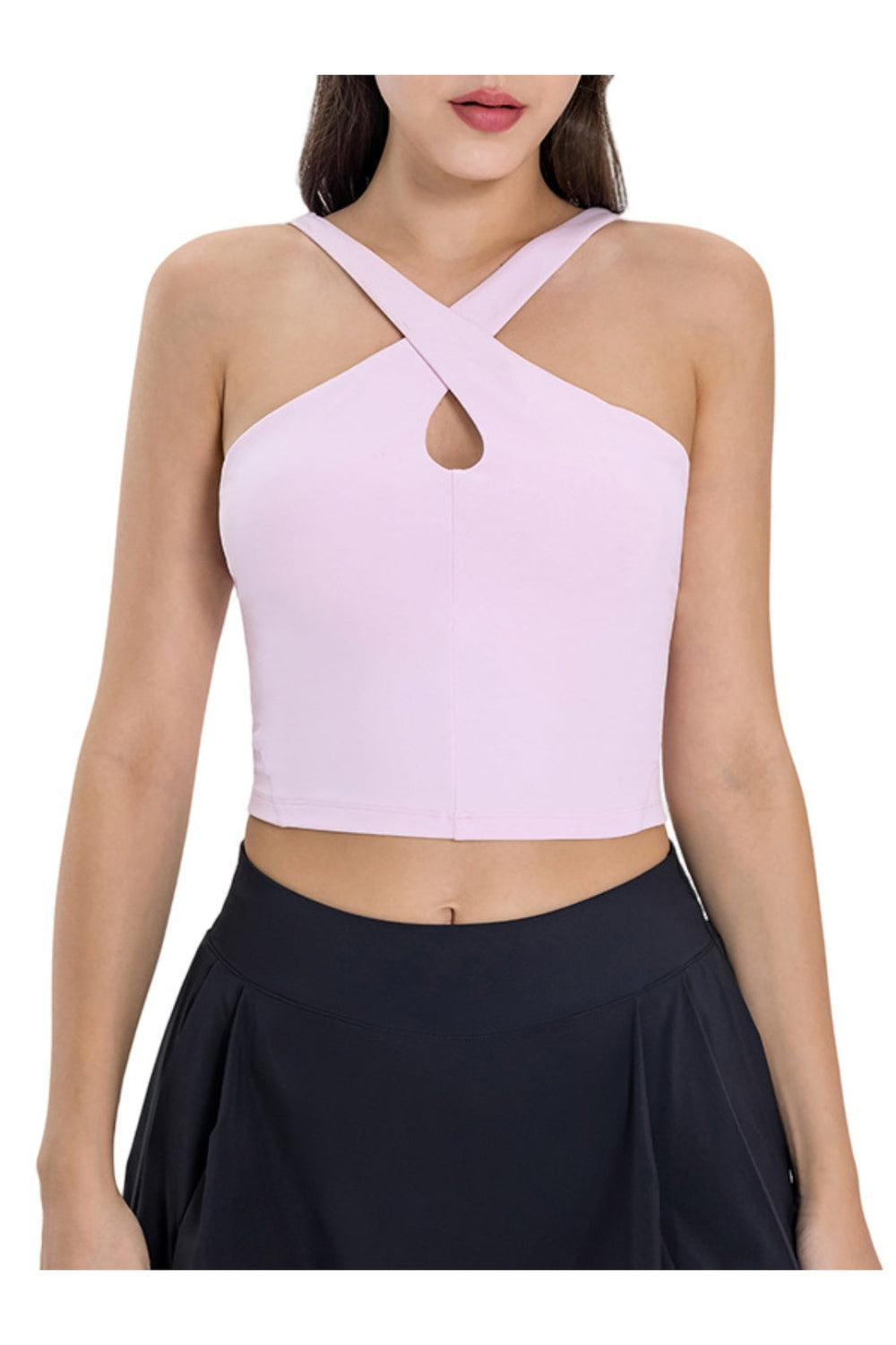 Millennia Crisscross Grecian Neck Active Cami - Crop Tops & Tank Tops - FITGGINS