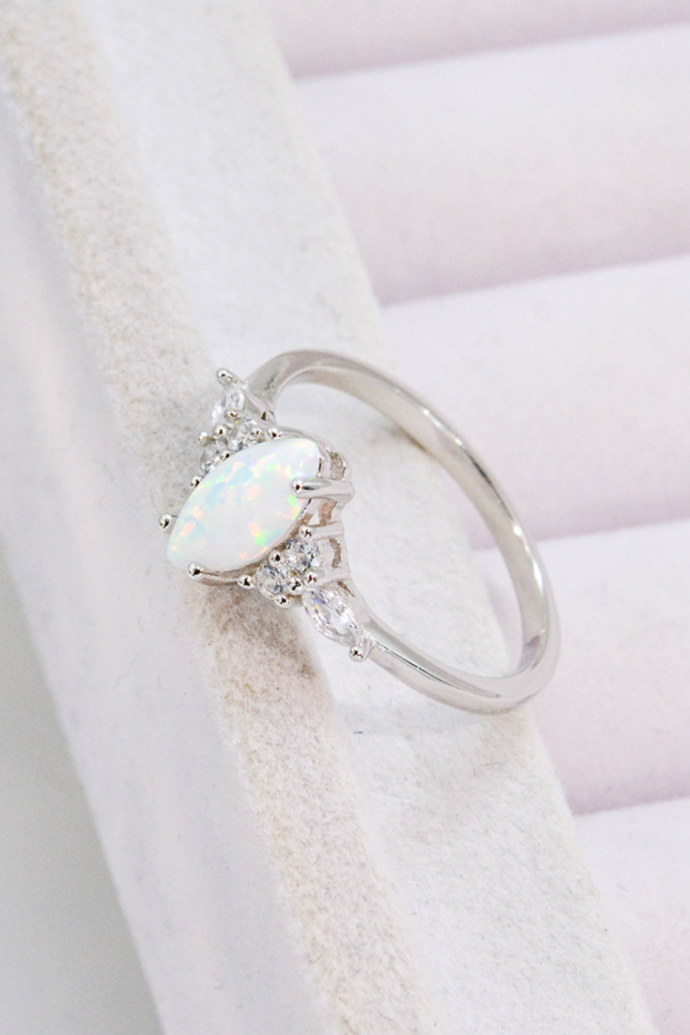 Opal and Zircon Platinum-Plated Ring - Rings - FITGGINS