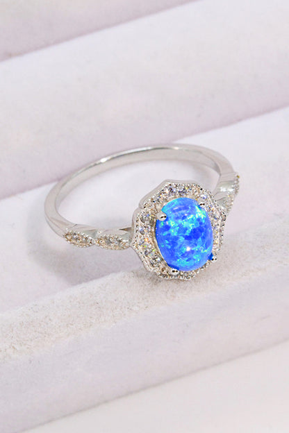 Opal and Zircon 925 Sterling Silver Ring - Rings - FITGGINS