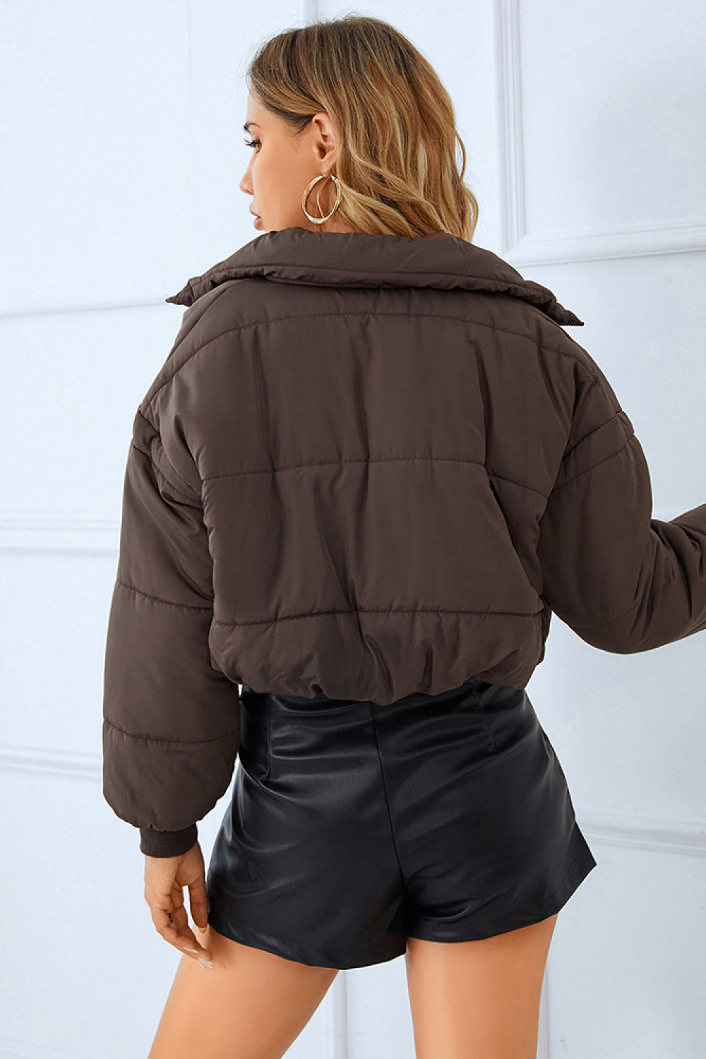 Zip-Up Winter Coat with Pockets - Jackets - FITGGINS