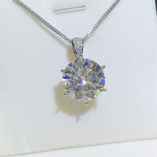 10 Carat Moissanite 925 Sterling Silver Pendant Necklace - Necklaces - FITGGINS