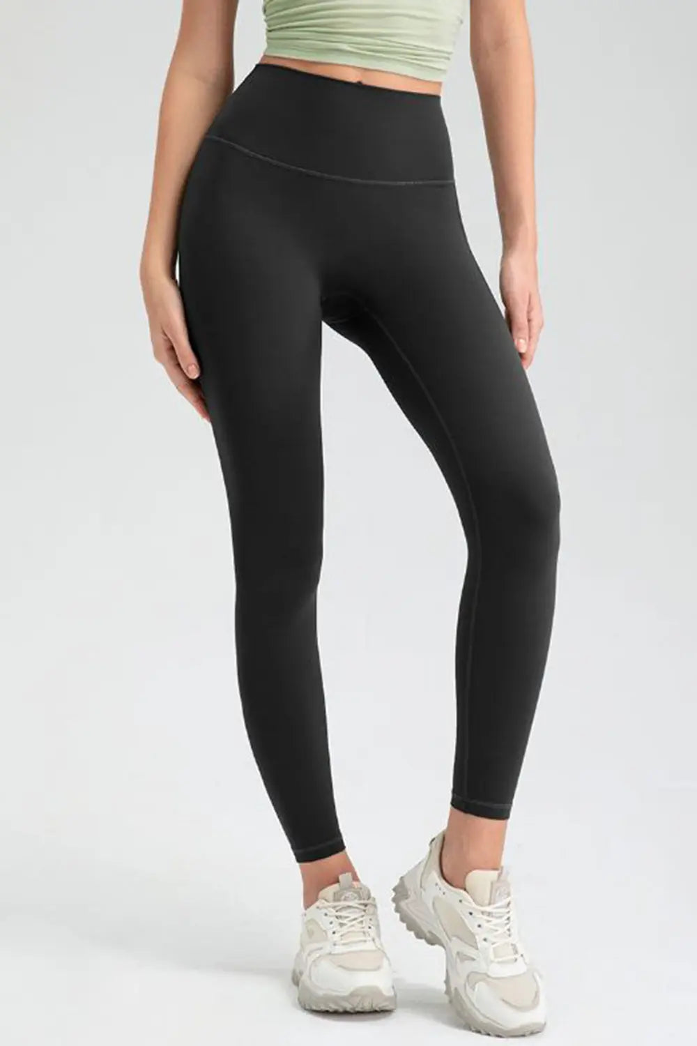 Wide Waistband High-Rise Sports Leggings Black Fitggins