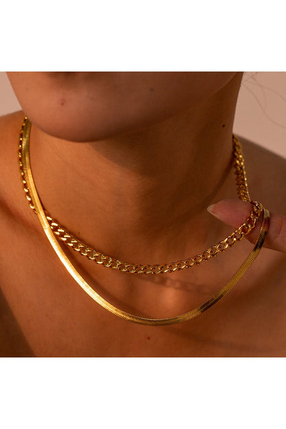 18K Gold-Plated Double Layered Necklace - Necklaces - FITGGINS