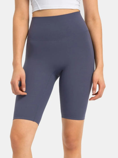 Millennia High Rise Wide Waistband Active Shorts Dusty Blue Fitggins