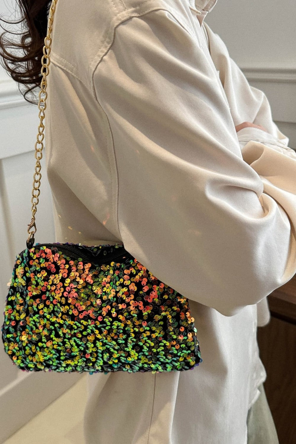 Sequin Removable Strap Shoulder Bag - Handbag - FITGGINS