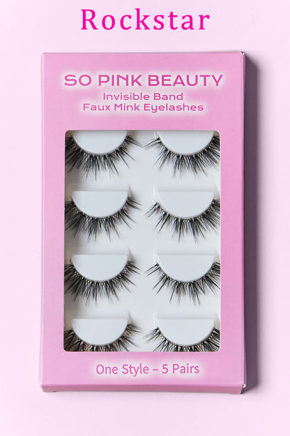 SO PINK BEAUTY Faux Mink Eyelashes 5 Pairs - - FITGGINS