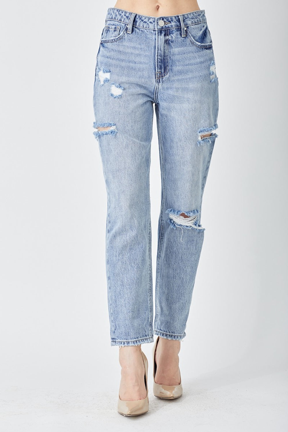 RISEN Distressed Slim Cropped Jeans - Jeans - FITGGINS