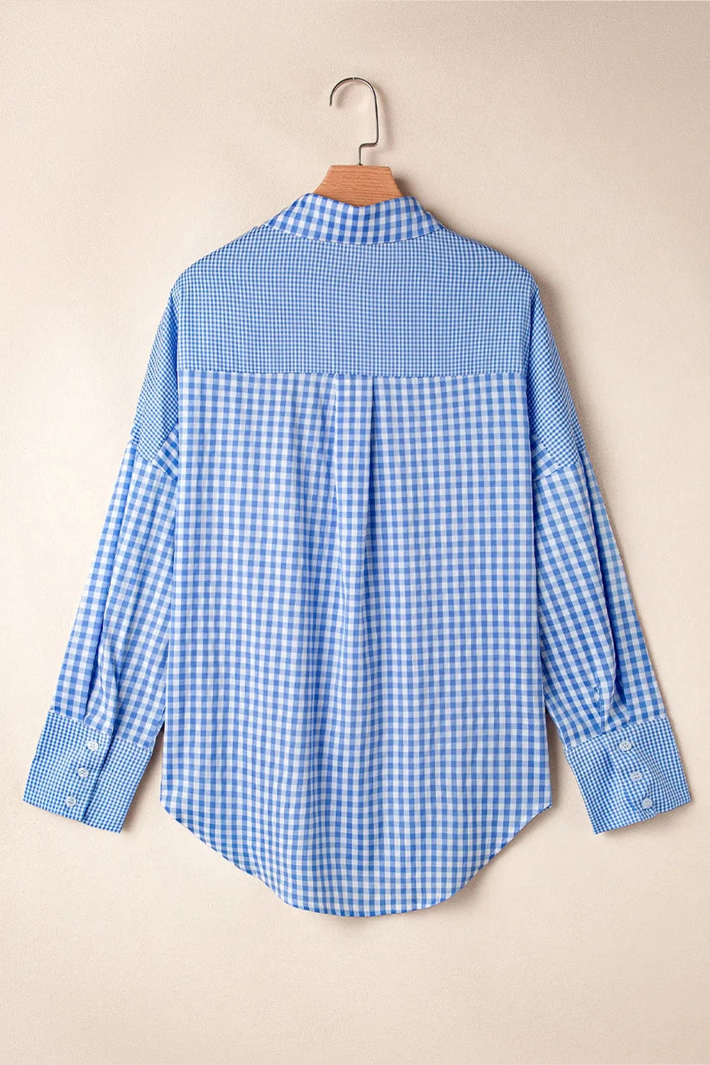 Pocketed Plaid Collared Neck Long Sleeve Shirt - Shirts - FITGGINS