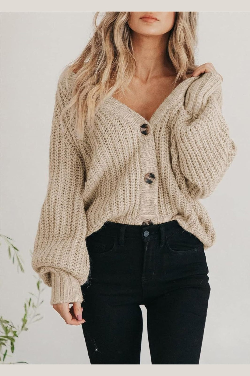 Button Up Long Sleeve Cardigan - Cardigans - FITGGINS