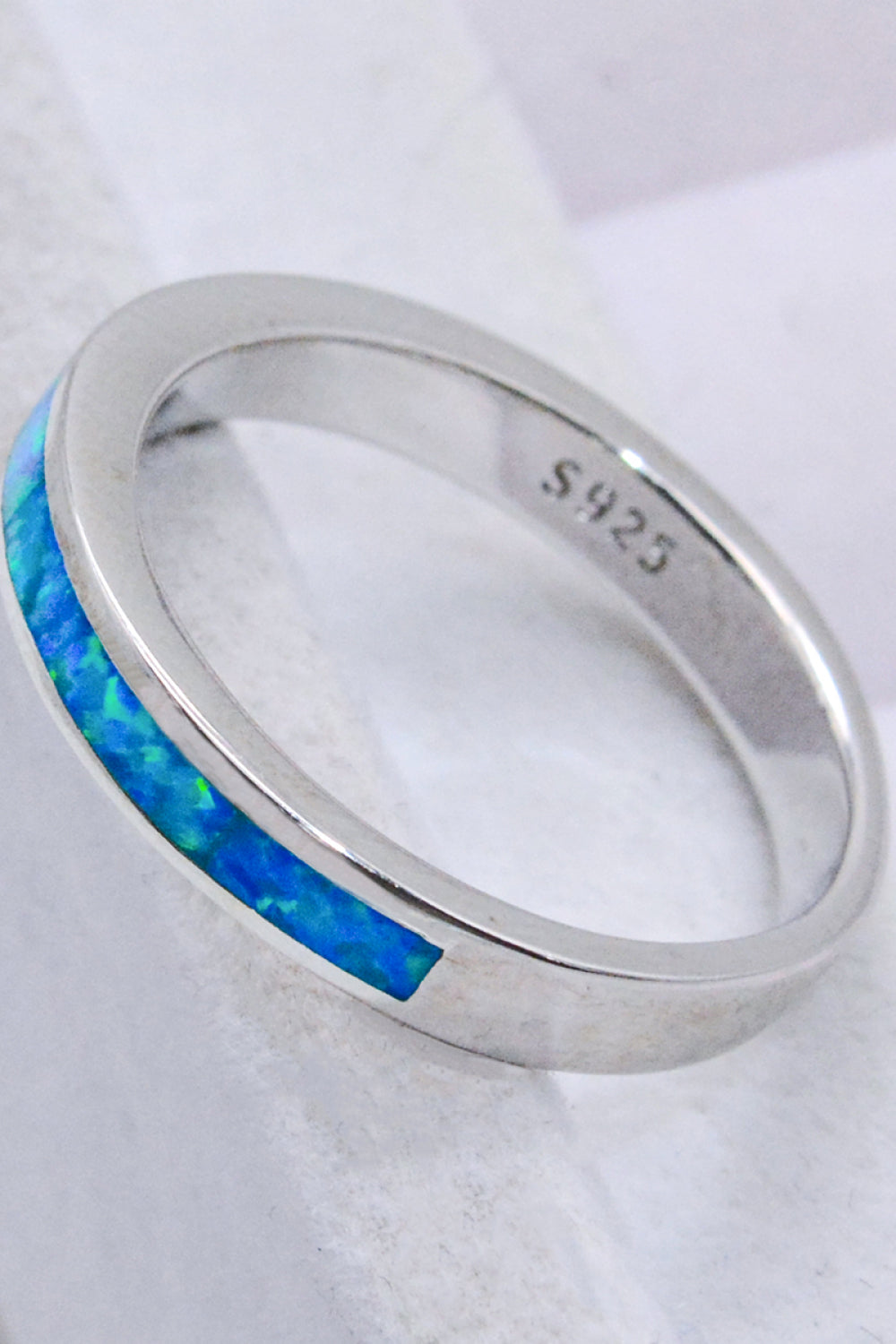 925 Sterling Silver Opal Ring in Sky Blue - Rings - FITGGINS