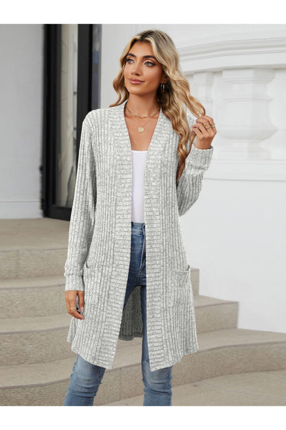 Open Front Long Sleeve Cardigan - Cardigans - FITGGINS