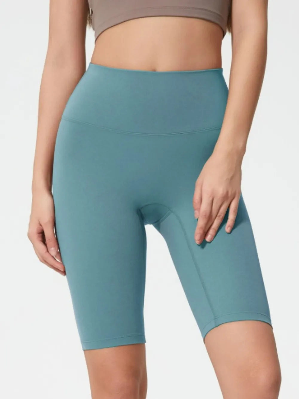 Millennia High Rise Wide Waistband Active Shorts Teal Fitggins