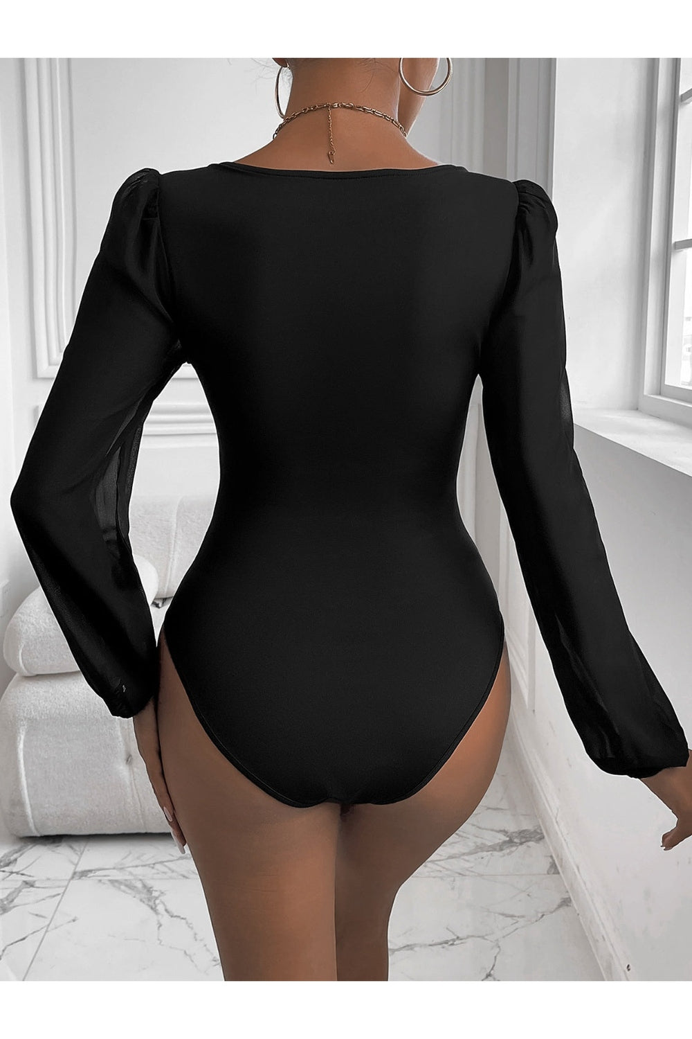 Perfee Sweetheart Neck Long Sleeve Bodysuit - Bodysuit - FITGGINS