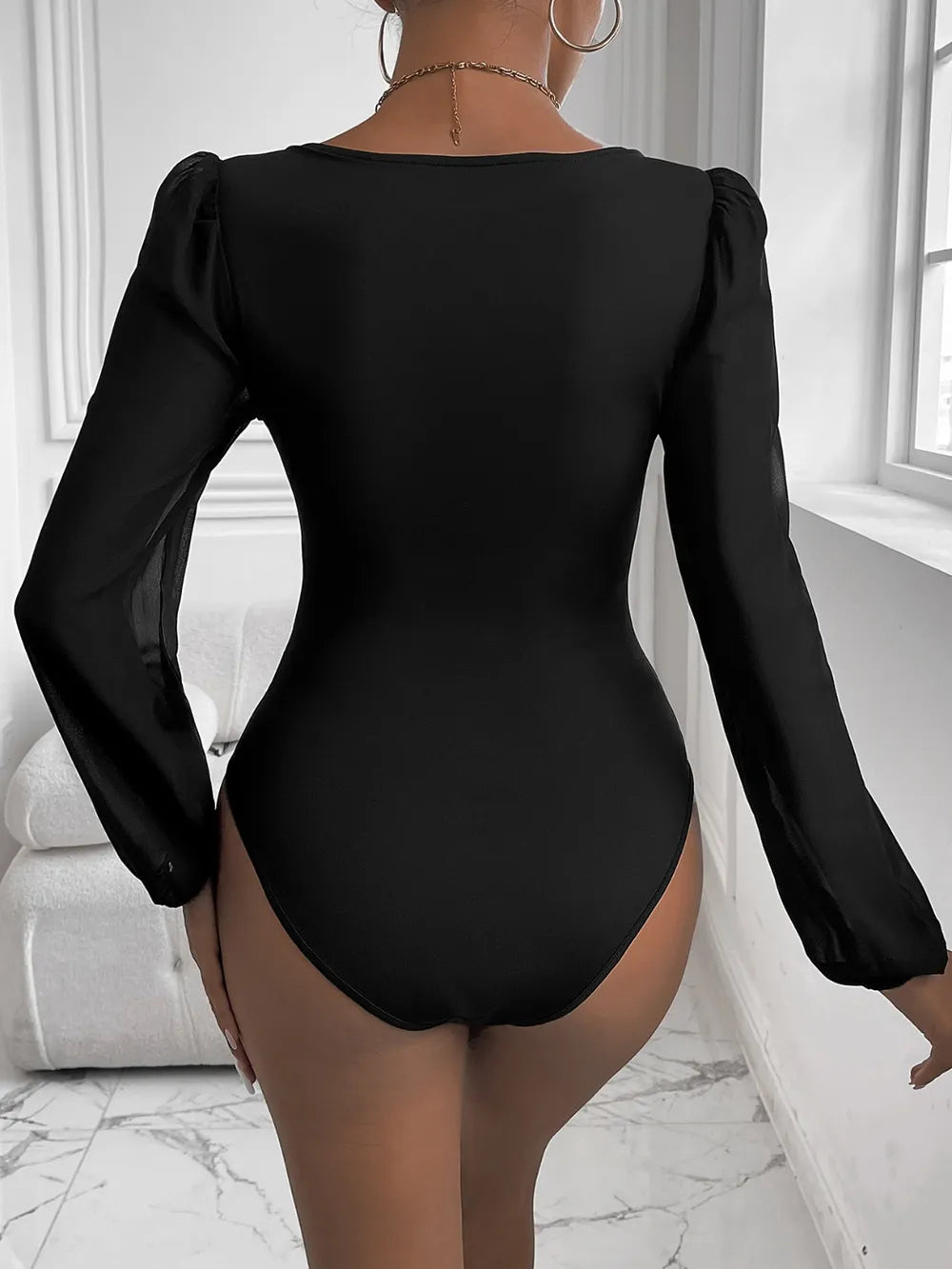 Perfee Sweetheart Neck Long Sleeve Bodysuit Fitggins