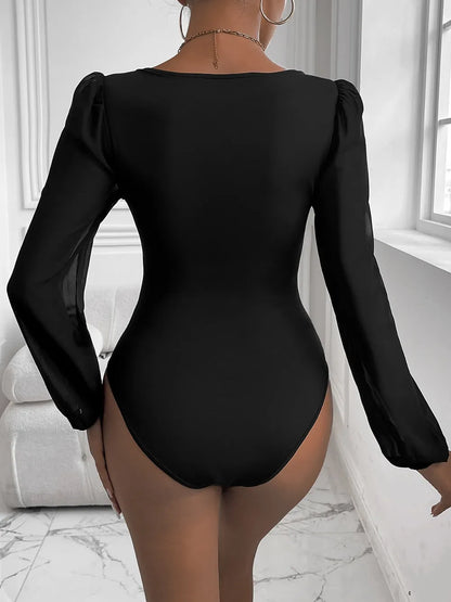 Perfee Sweetheart Neck Long Sleeve Bodysuit Fitggins