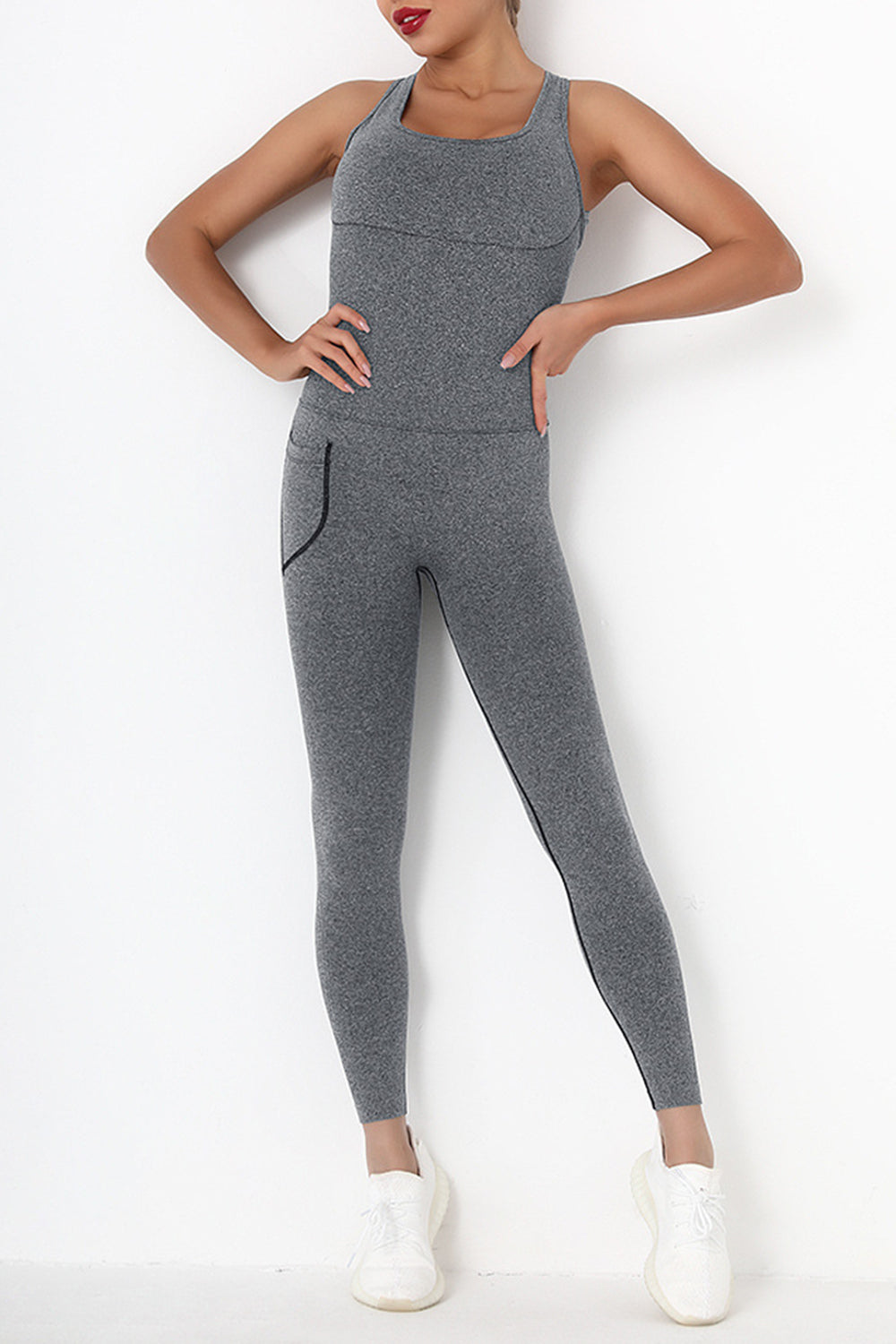 Crisscross Wide Strap Active Jumpsuit - Active Set - FITGGINS