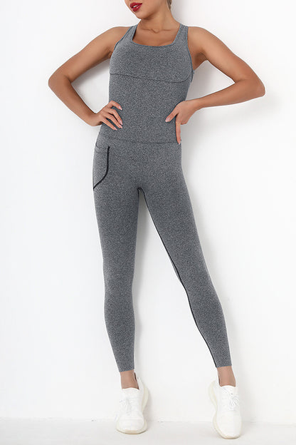 Crisscross Wide Strap Active Jumpsuit - Active Set - FITGGINS