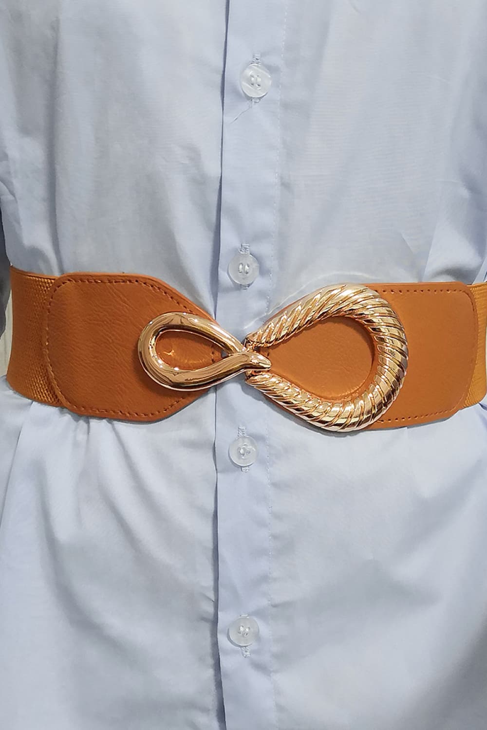 Ribbed Alloy Buckle Elastic Belt - Belt - FITGGINS