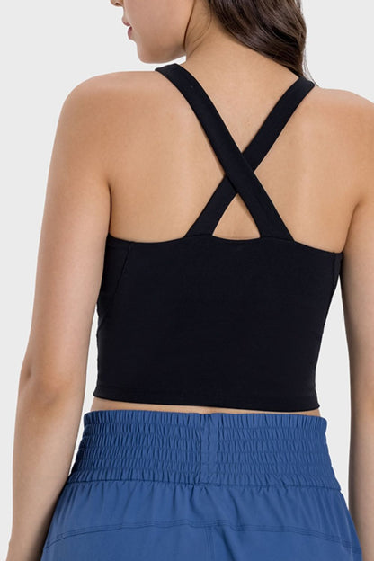 Millennia Crisscross Grecian Neck Active Cami - Crop Tops & Tank Tops - FITGGINS