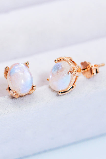 Natural Moonstone 4-Prong Stud Earrings - Earrings - FITGGINS