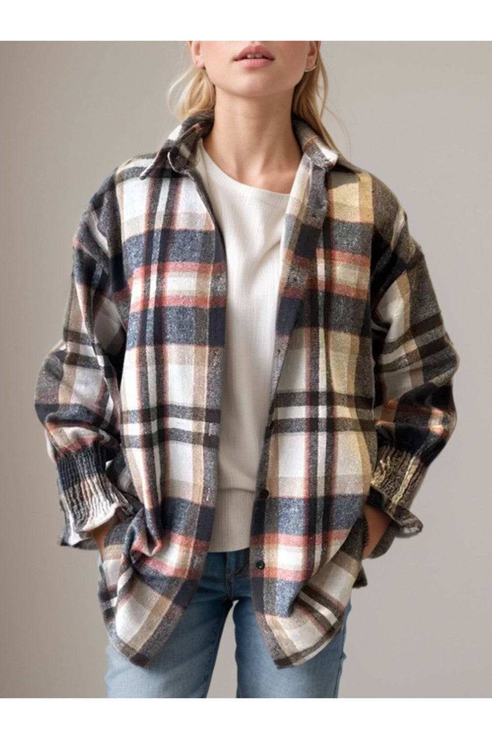 Plaid Button Up Long Sleeve Shirt - Shirts - FITGGINS