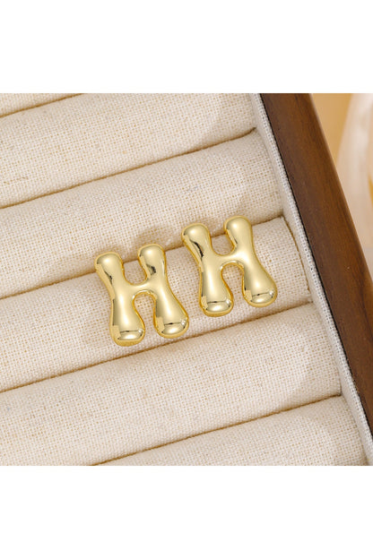 18K Gold-Plated Bubble Letter Stud Earrings - Earrings - FITGGINS