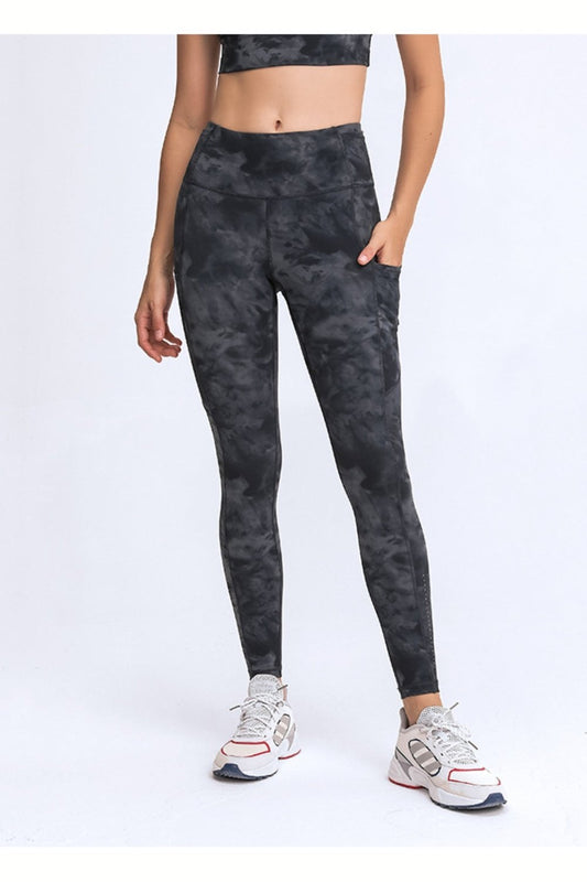 Wide Waistband Leggings with Pockets - Leggings - FITGGINS