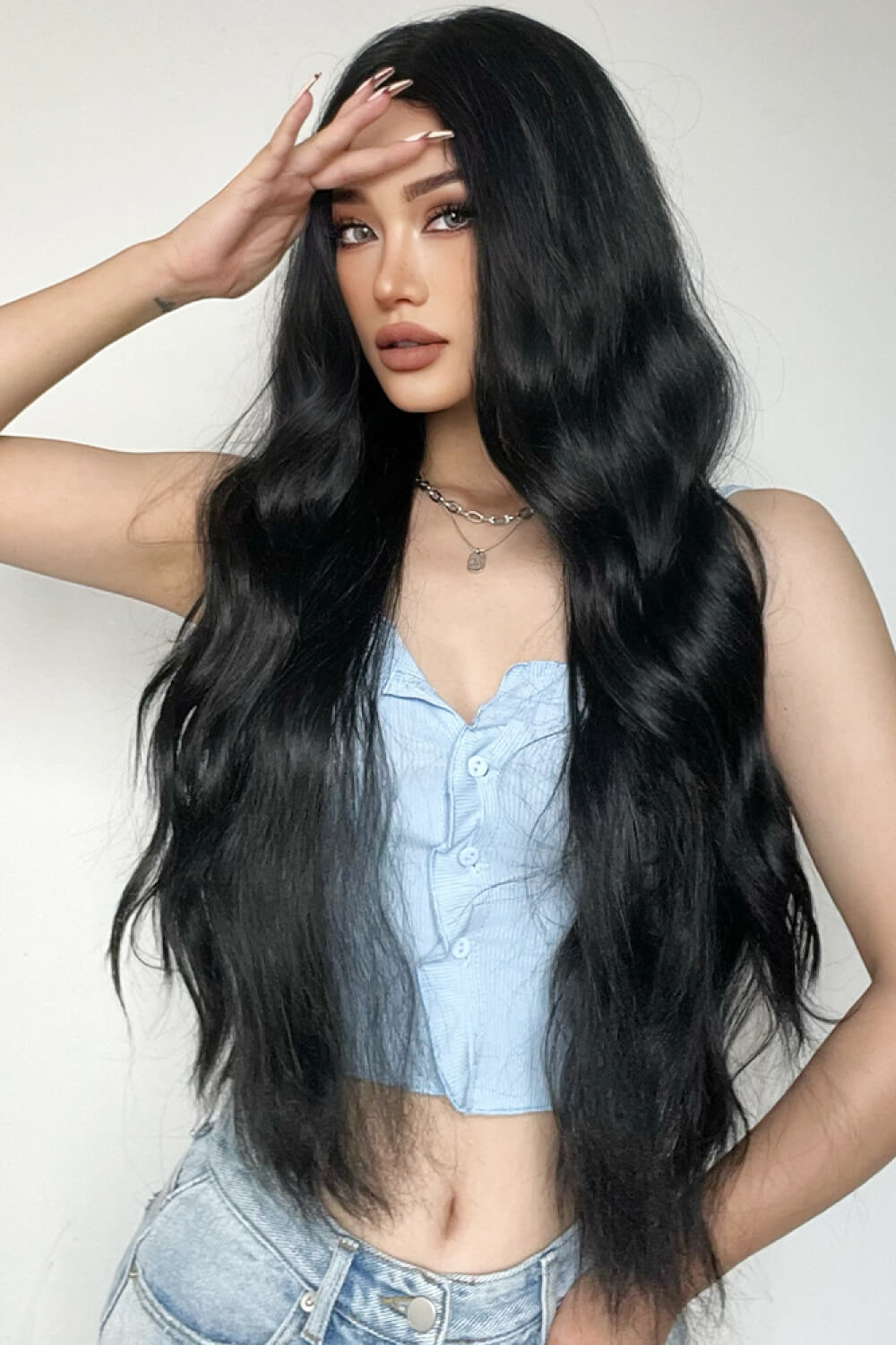 Full Machine Long Wave Synthetic Wigs 28'' - Hair - FITGGINS