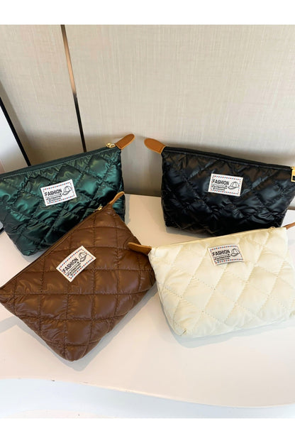 Solid Quilted Clutch with Zipper - Handbag - FITGGINS