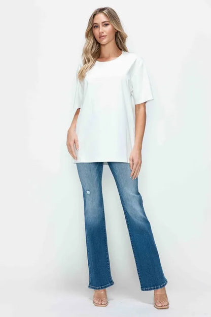 bytos Full Size Distressed High Rise Jeans with Pockets Fitggins