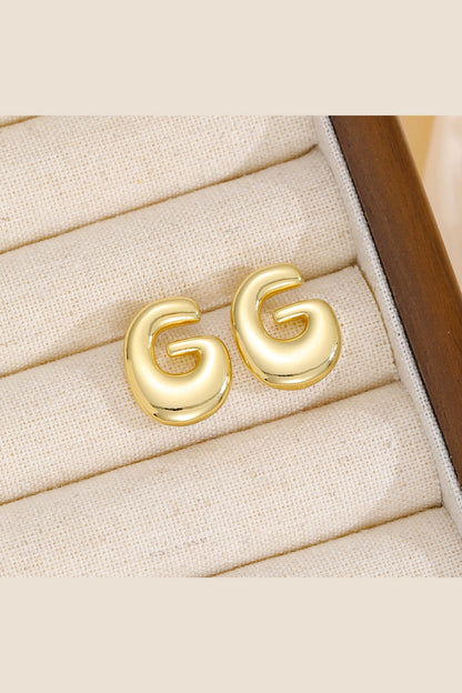 18K Gold-Plated Bubble Letter Stud Earrings - Earrings - FITGGINS