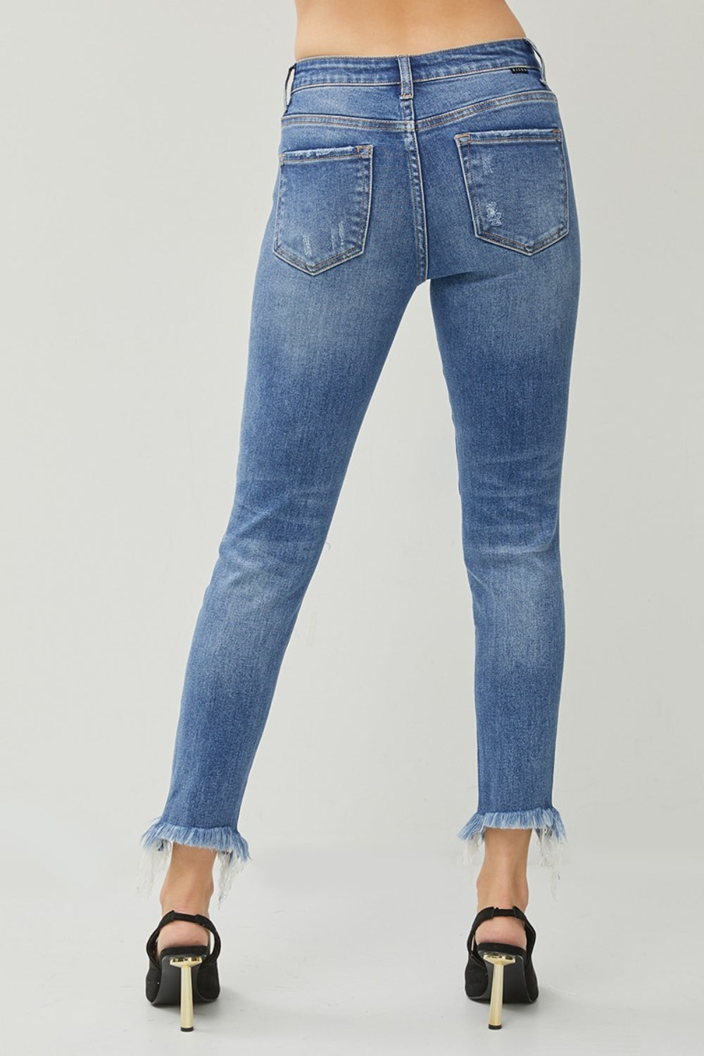 RISEN Distressed Frayed Hem Slim Jeans - Jeans - FITGGINS