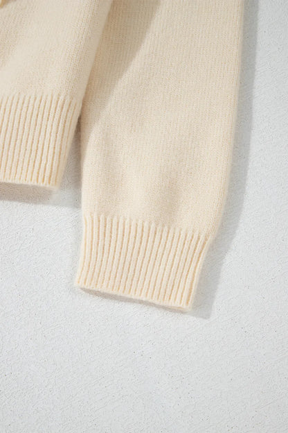 Bowknot Front V Neck Long Sleeve Sweater Fitggins