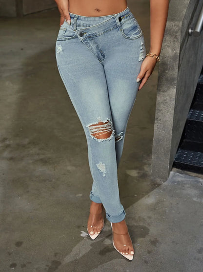 Distressed Skinny Jeans Fitggins