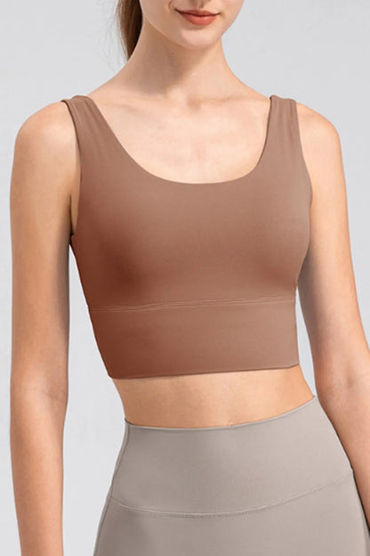 Scoop Neck Wide Strap Active Tank Caramel Fitggins