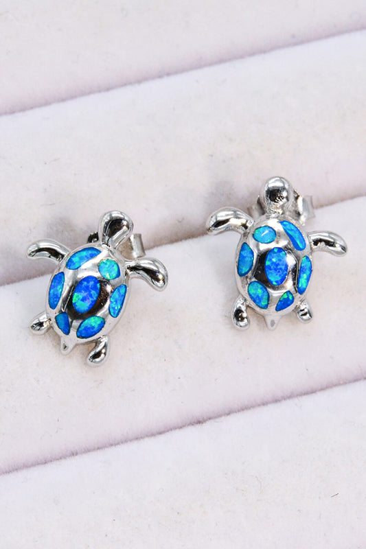 Opal Turtle Platinum-Plated Stud Earrings - Earrings - FITGGINS