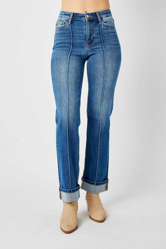 Judy Blue Full Size High Waist Front Seam Detail Straight Jeans - Jeans - FITGGINS