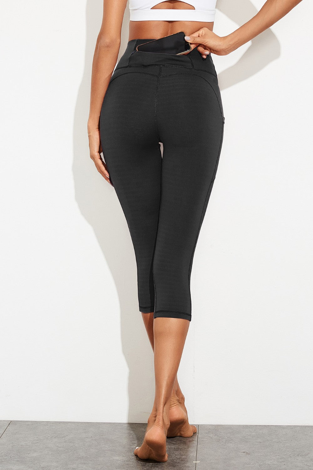 Waistband Active Leggings with Pockets - Leggings - FITGGINS