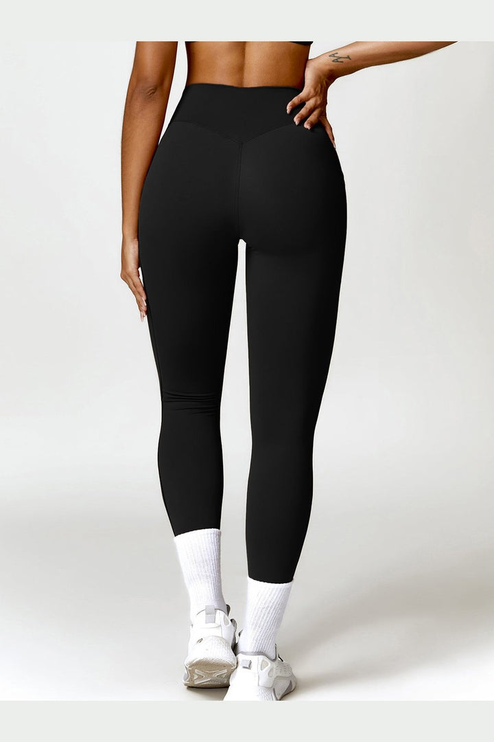 Twisted High Waist Active Pants with Pockets - Leggings - FITGGINS