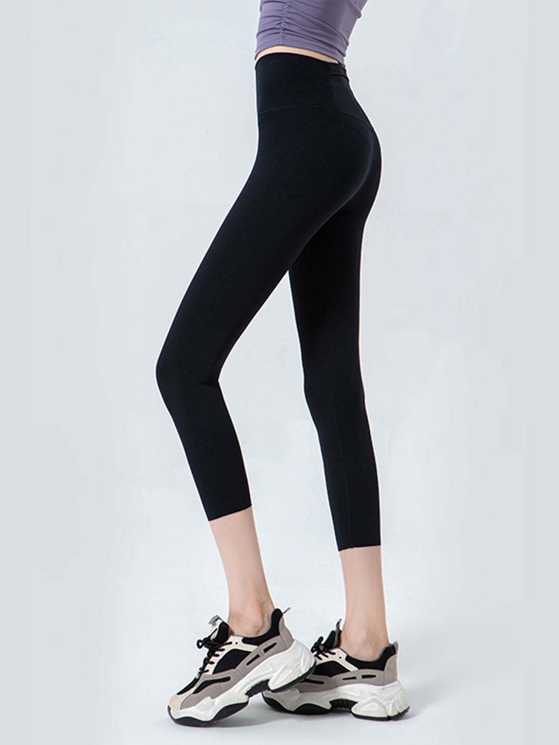 Wide Waistband Cropped Sports Leggings Fitggins