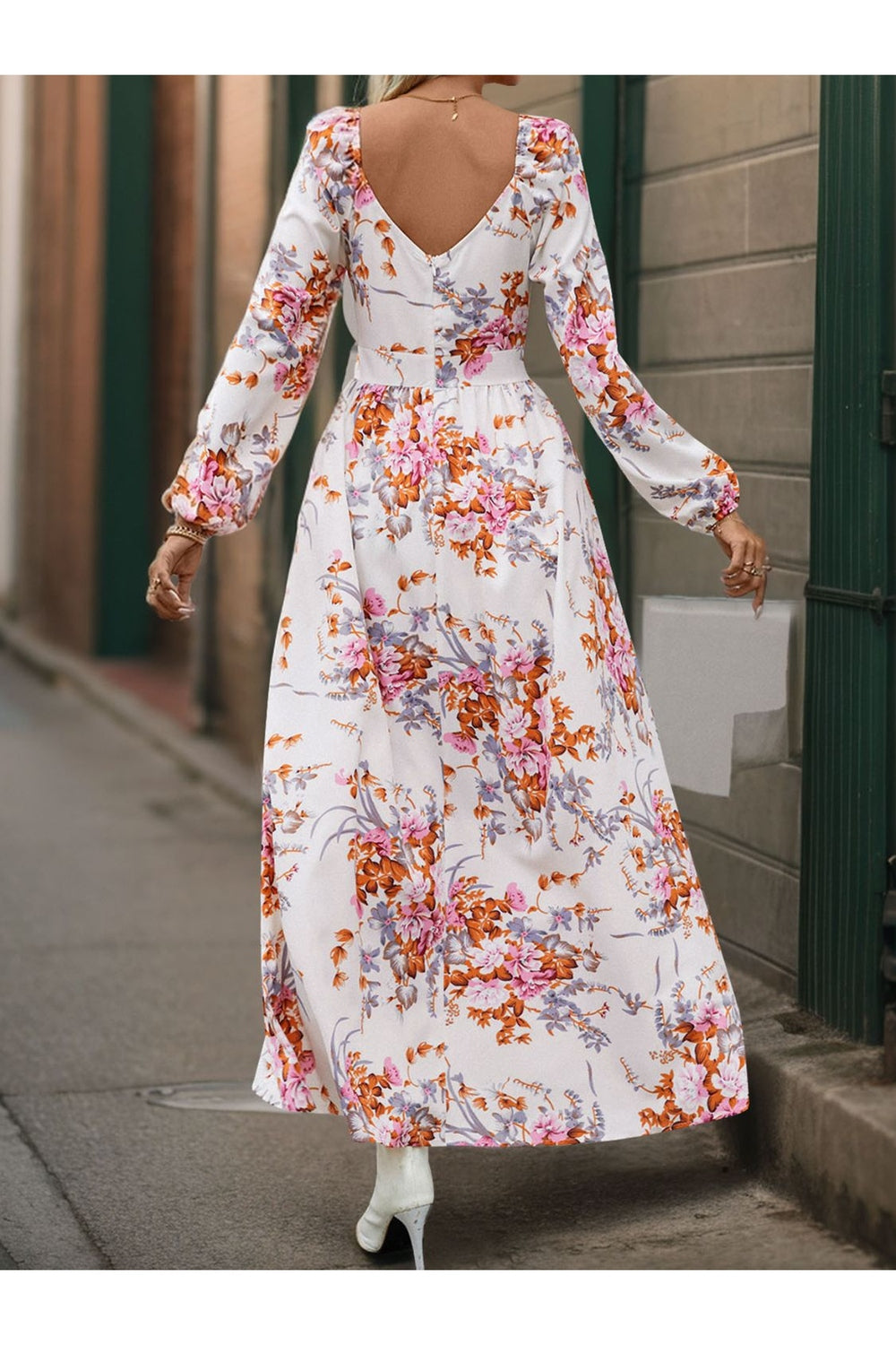 Perfee Slit Printed Surplice Long Sleeve Maxi Dress - Casual & Maxi Dresses - FITGGINS