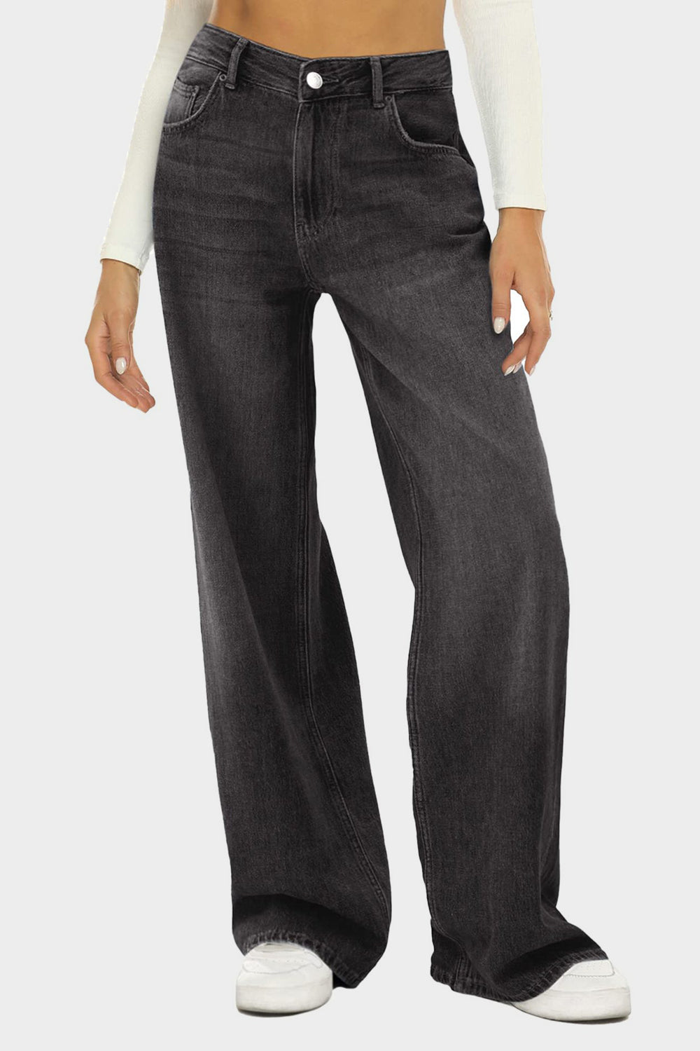 High Waist Wide Leg Jeans - Jeans - FITGGINS