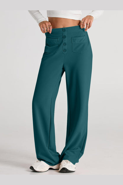 High Waist Wide Leg Pants - Pants - FITGGINS