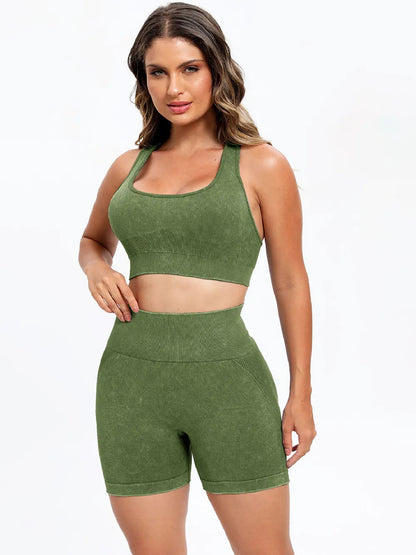 Scoop Neck Wide Strap Top and Shorts Active Set Fitggins