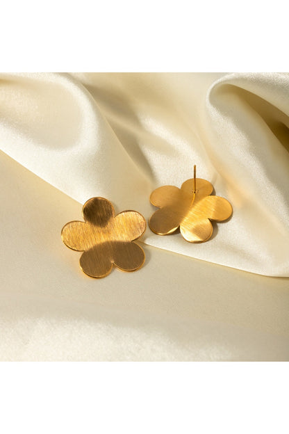 18K Gold-Plated Stainless Steel Flower Stud Earrings - Earrings - FITGGINS