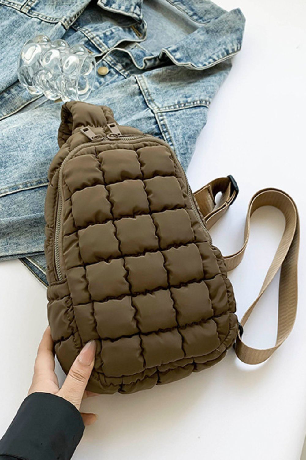 Quilted Nylon Crossbody Bag - Handbag - FITGGINS