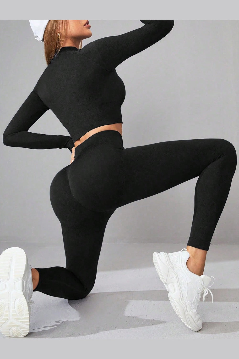 Mock Neck Long Sleeve Top and Leggings Active Set - Active Set - FITGGINS