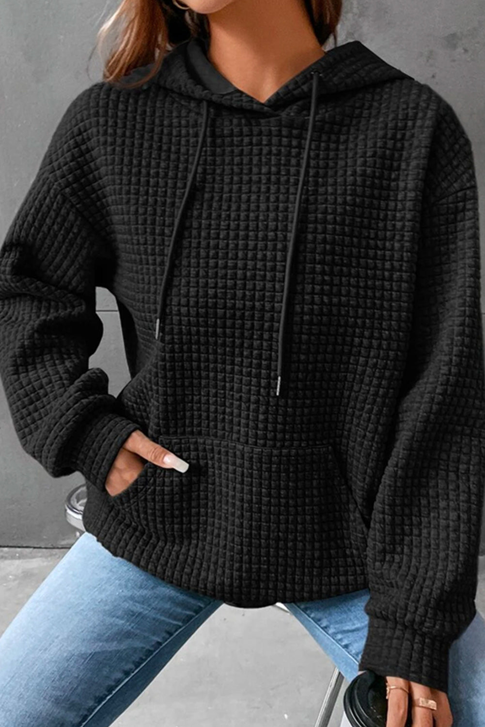 Dropped Shoulder Pocketed Hoodie Fitggins