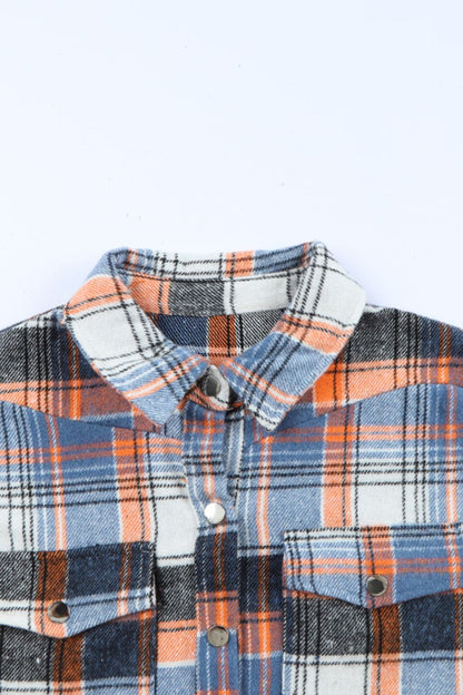 Plaid Collared Neck Long Sleeve Shirt - Shirts - FITGGINS