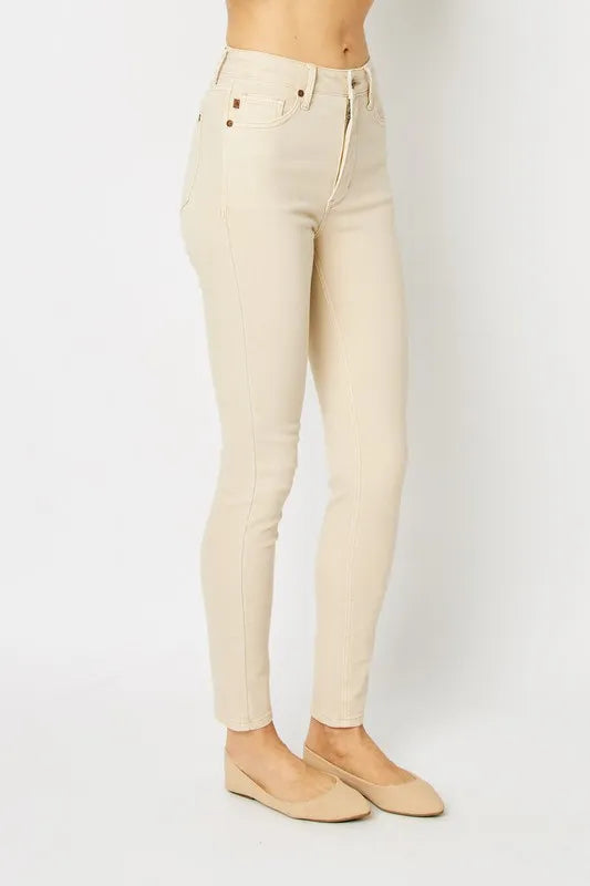 Judy Blue Full Size Garment Dyed Tummy Control Skinny Jeans Fitggins